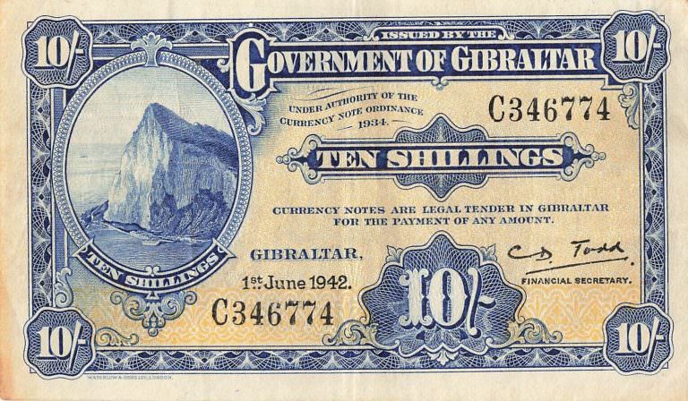 Gibraltar 10 Shillings 1942 XF (sold out) CEBELITARIK - Görsel 2
