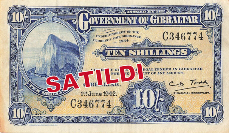 Gibraltar 10 Shillings 1942 XF (sold out) CEBELITARIK