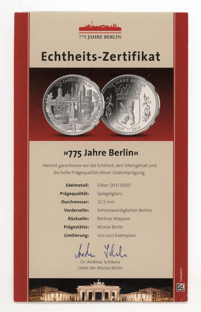 ALMANYA Deutschland Berlin 775 Jahre Silber Gümüş Madalya - Görsel 4