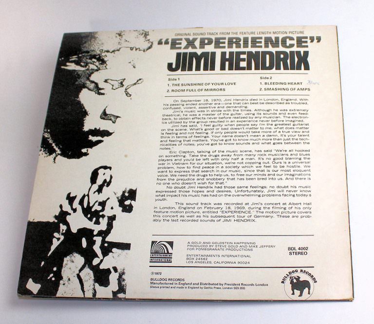 JIMI HENDRIX Experince Printed in England - Dönem baskısı 33 lük *SATILDI - OUT OF STOCK SATILDI - Görsel 2