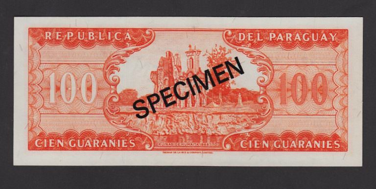 PARAGUAY 100 & 10 000 Guarines 1952-79 SPECIMEN UNC *çil - Görsel 2