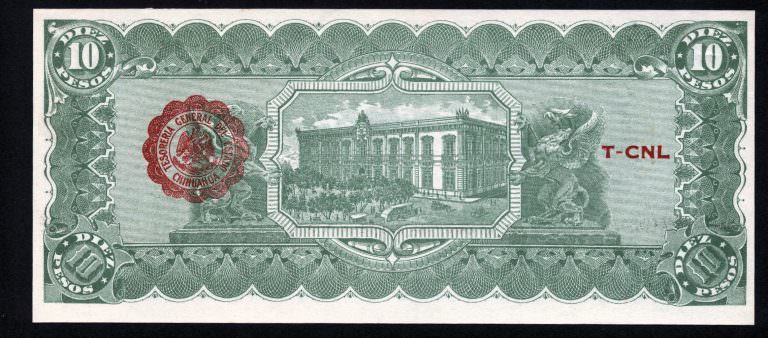 MEXICO El Estato de Chihiuahua 10 Pesos 1915 - UNC - Görsel 2