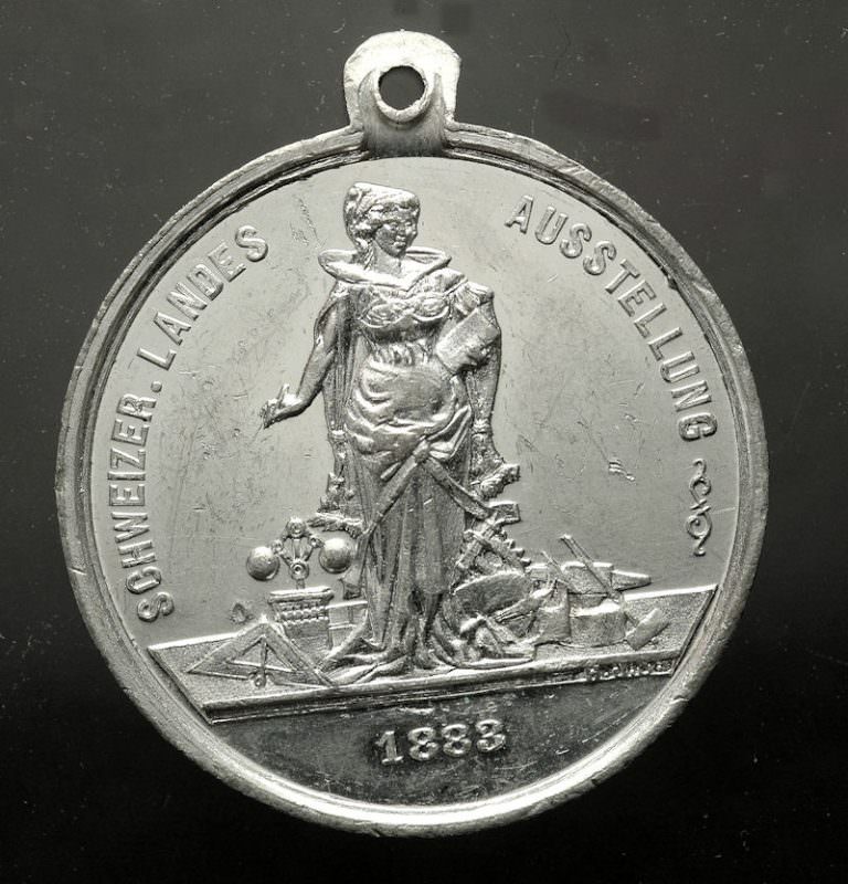 Switzerland Zurich National Exhibition 1883 Huguenin Medals RARE!! - Görsel 2
