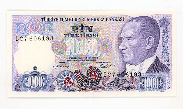 7. Emisyon 1000 TL 1986-92 TURKEY Banknotes - Serie B27 *UNC - çil