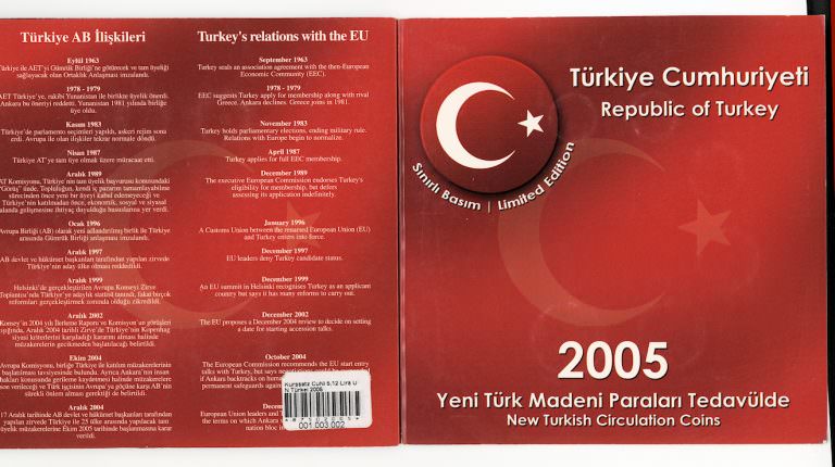 2005 TURKEY T.C. YTL Tedavül Madeni Para Seti Darphane