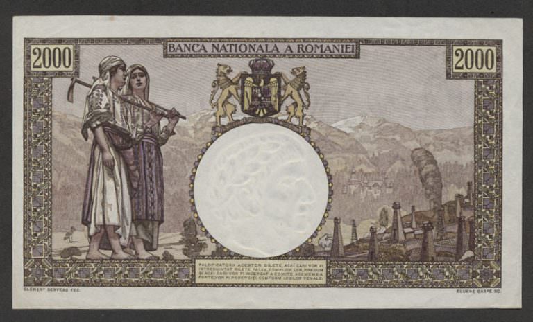 ROMANYA Romania Doua Mie Lei 1941 UNC - çil - Görsel 2