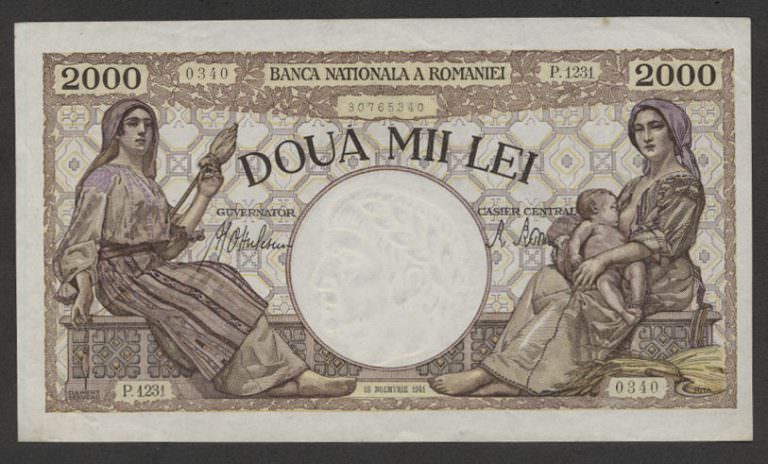 ROMANYA Romania Doua Mie Lei 1941 UNC - çil