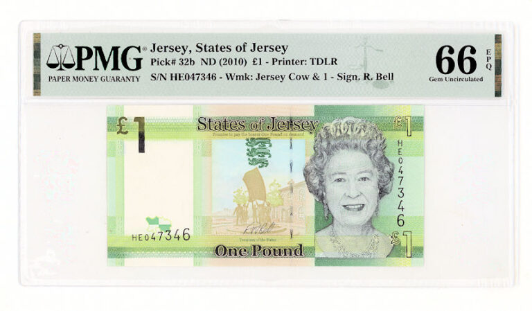 JERSEY 1 Pound ND 2010 Pick # 32b PMG 66 EPQ - UNC