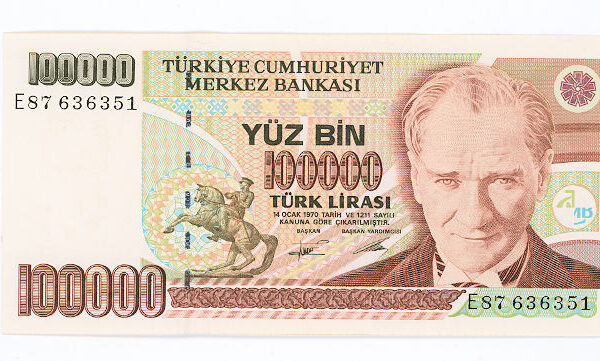 7. Emisyon 100 000 Türk Lirası 1996-2001 (3. Tertip) H 87 harfi çil - UNC