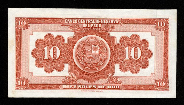 PERU 10 Soles de ORO 1966 Pick # 84 UNC *çil SATILDI - OUT OF STOCK - Görsel 2