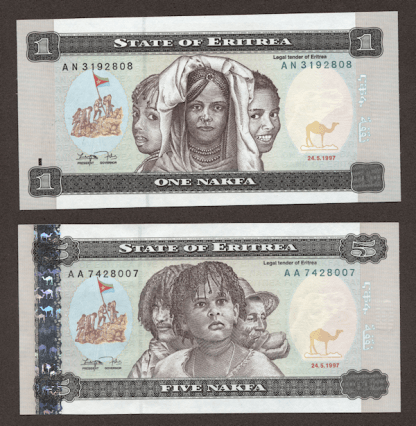 ERITREA 1 & 5 Nafka 1997 UNC -çil *SATILDI - OUT OF STOCK