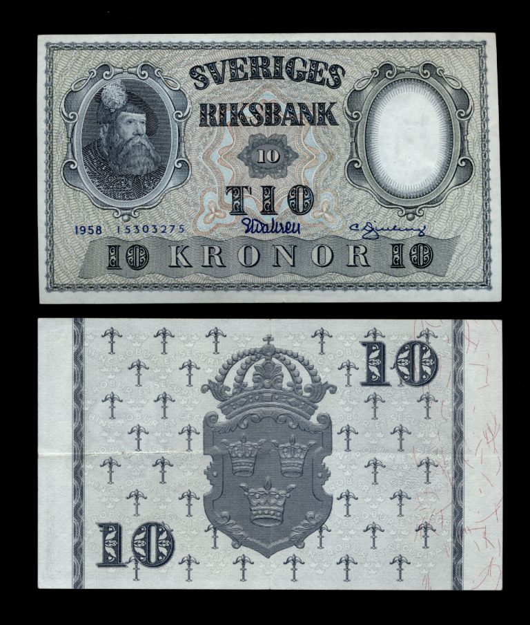 SWEDEN Isveç 10 Kroner 1958 UNC *çil