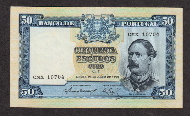 PORTUGAL Portekiz 50 Escudos 1955 Pick#160 EF - ççt *SATILDI - OUT OF STOCK