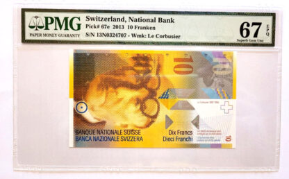 SWITZERLAND 10 Francs 2013 PMG 67 EPQ - UNC