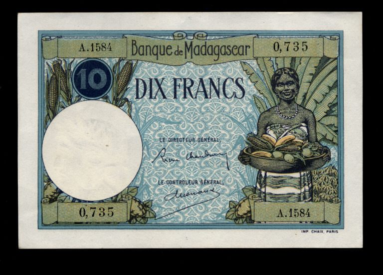 MADAGASCAR 10 Francs ND (1937-47) Pick # 36 – UNC