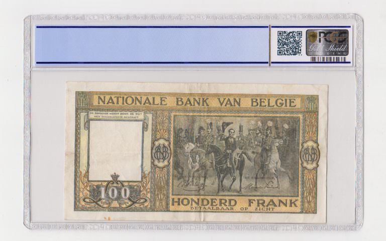 BELGIUM Belgique 100 Francs 1946 Pick # 126 PCGS 35 - VF - Görsel 3