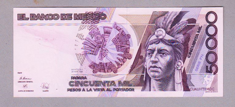 MEXICO 50000 Pesos 1989 Pick # 93b - UNC