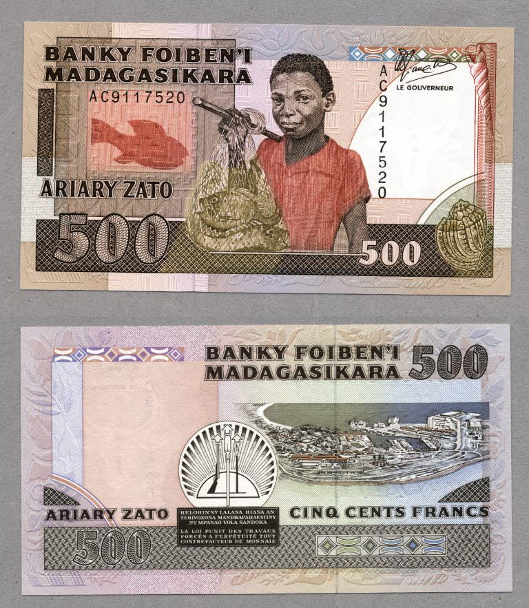 MADAGASCAR 500 Francs ND (1988-93) Pick # 71a – UNC