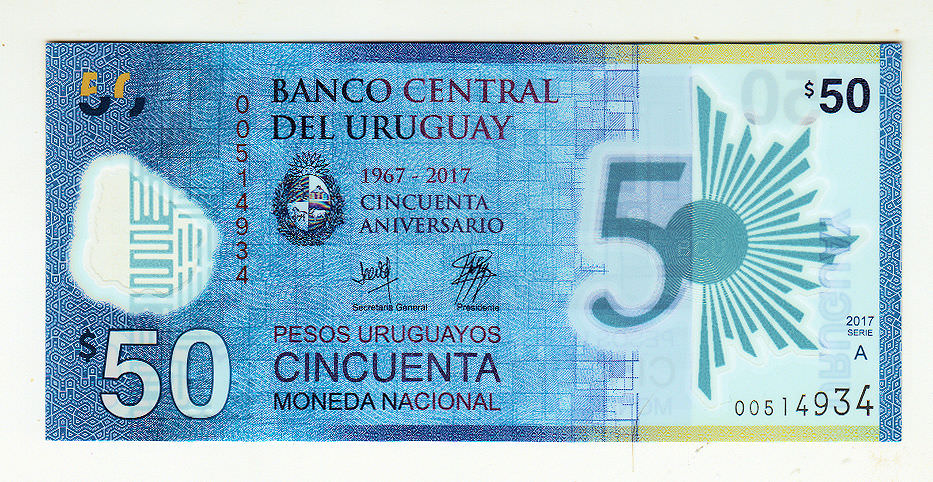 URUGUAY 50 Pesos Polymer - UNC