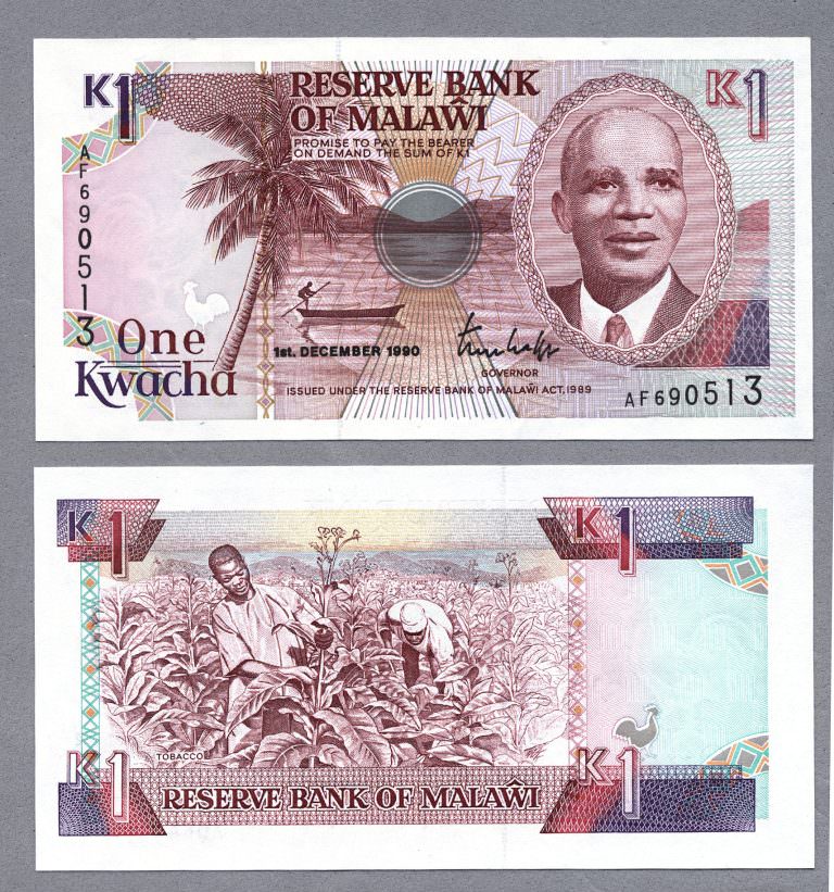 MALAWI 1 Kwacha 1990 Pick # 23a – UNC