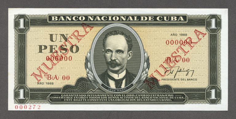 CUBA 1 Peso 1988 Pick # 102s4 SPECIMEN - UNC