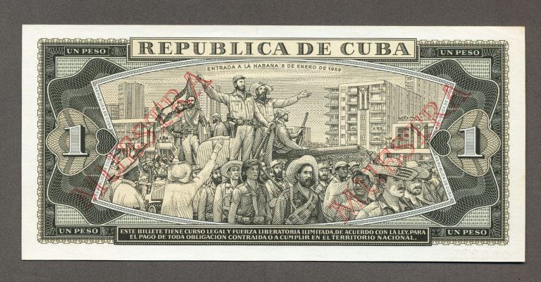 CUBA 1 Peso 1988 Pick # 102s4 SPECIMEN - UNC - Görsel 3