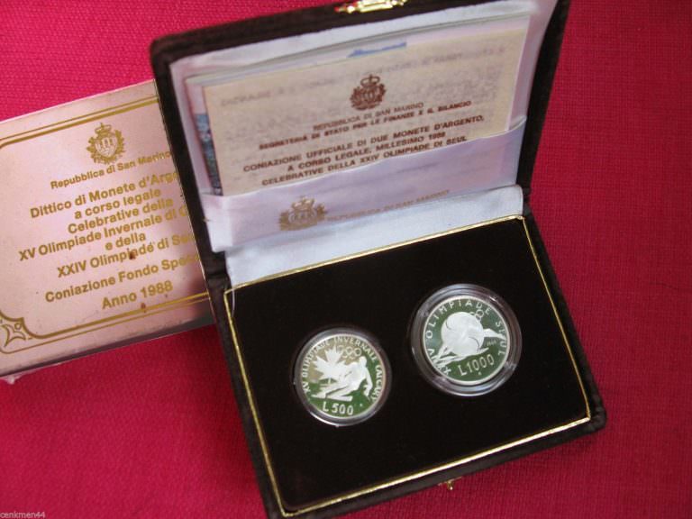SAN MARINO 1988 Gümüş Silver w/ Box & Certificate *SATILDI - OUT OF STOCK
