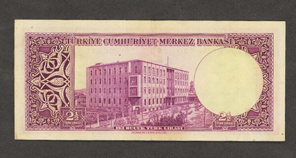 5. Emisyon 2 buçuk Lira 1952 - 1. Tertip  (Serial G20)   VF- *çt banknot - Görsel 2
