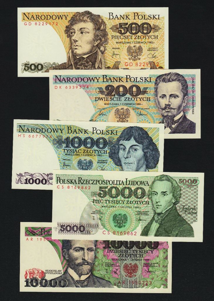 Polonya POLAND 200+500+1000+5000+10000 Zlotych UNC *çil