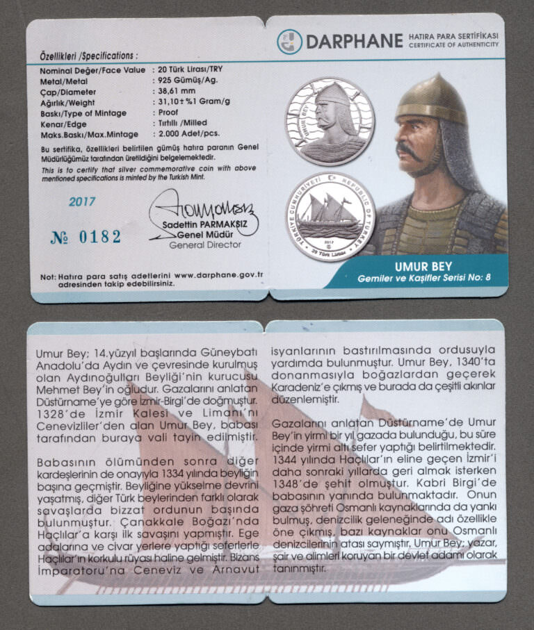 2017 Yılı Umur Bey Darphane Hatıra Gümüş ” Gemiler Ve Kâşifler Serisi No: 8 ” Sertifikalı SATILDI - OUT OF STOCK - Görsel 3