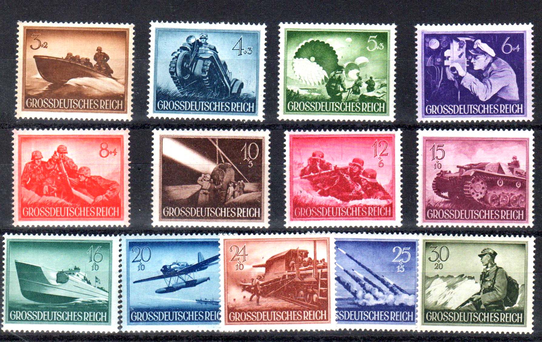 ALMANYA Deutschland 1944 Mi-873-885 Mint **MNH