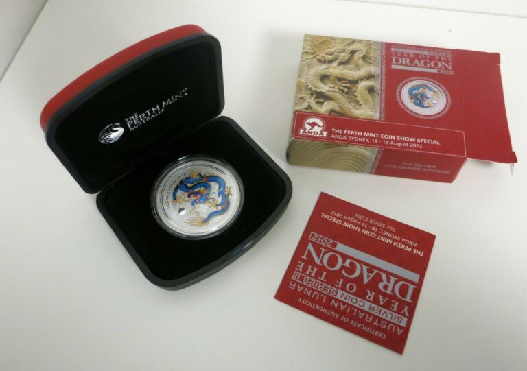 Mint Australıa Perth Mint 2012 Years Of Dragon (Blue) *silver W/ Box & Certificate