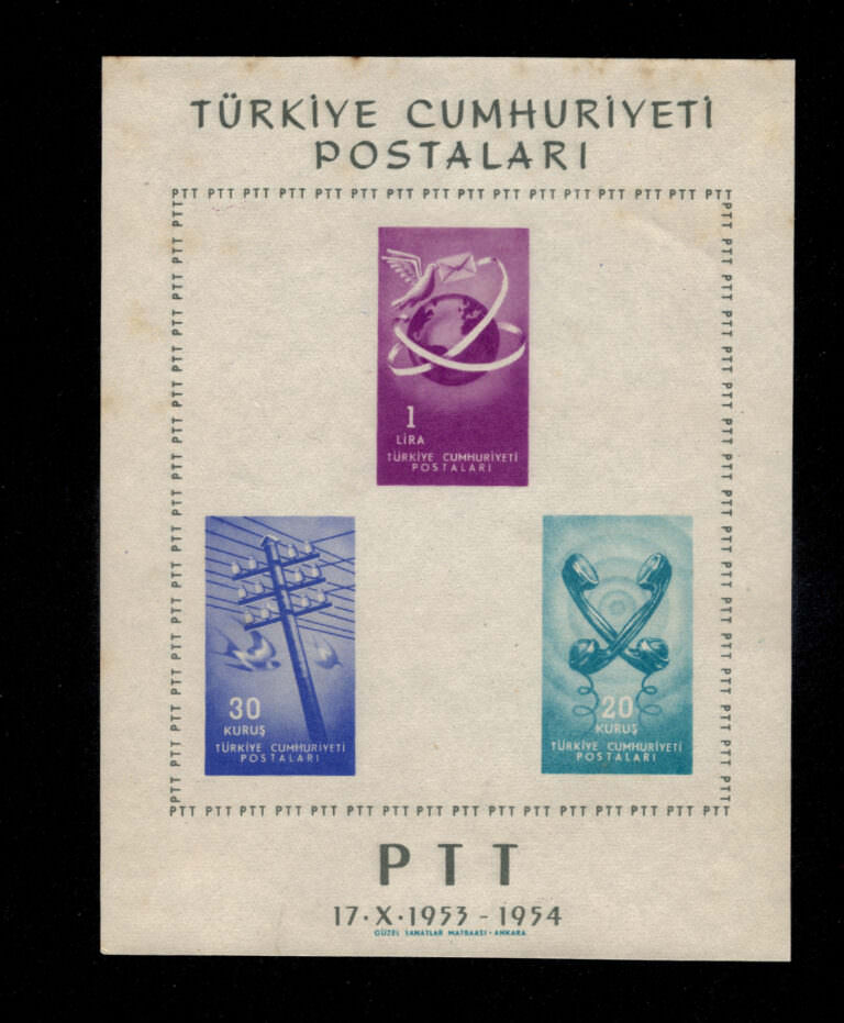 PTT 1953-54 Block 6 Mint **MNH (hafif lekeli)