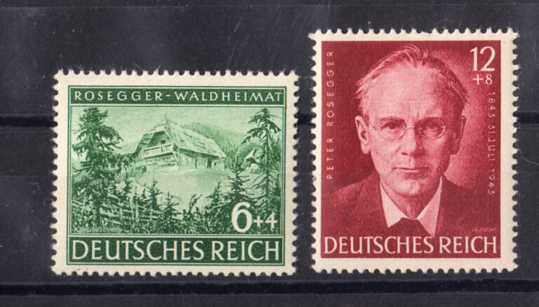 ALMANYA Deutschland 1943 Mi-855-856 (12 Mark olan arkasi hasarli)