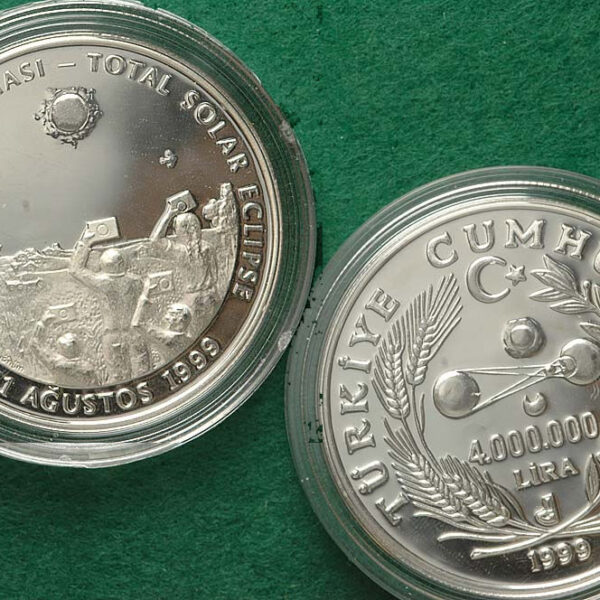 1999 Tam güneş tutulması no.2 gümüş para sertifikalı