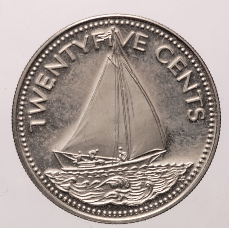 BAHAMAS 20 Cents 1974 Yelkenli motif *Silver