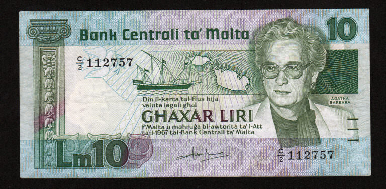 MALTA 10 Liri 1967-1986 Pick # 39a *VF