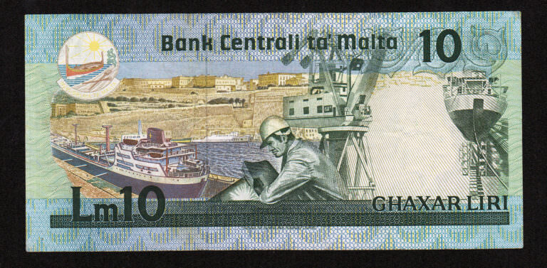 MALTA 10 Liri 1967-1986 Pick # 39a *VF - Görsel 2
