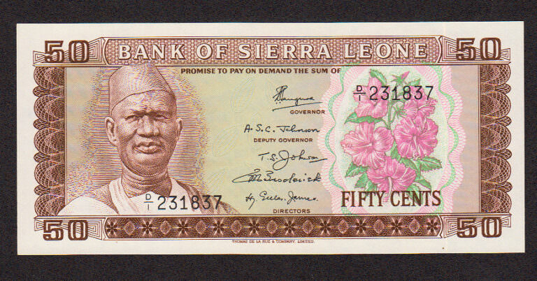 SIERRA LEONE 50 Cents 1979 - UNC - Görsel 3