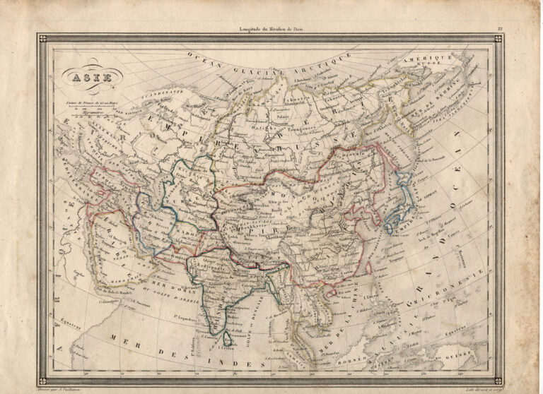 Harita Historical MAP - CHINA - JAPAN *Asia (elle renklendrilmiş) 24 x 20 cm.