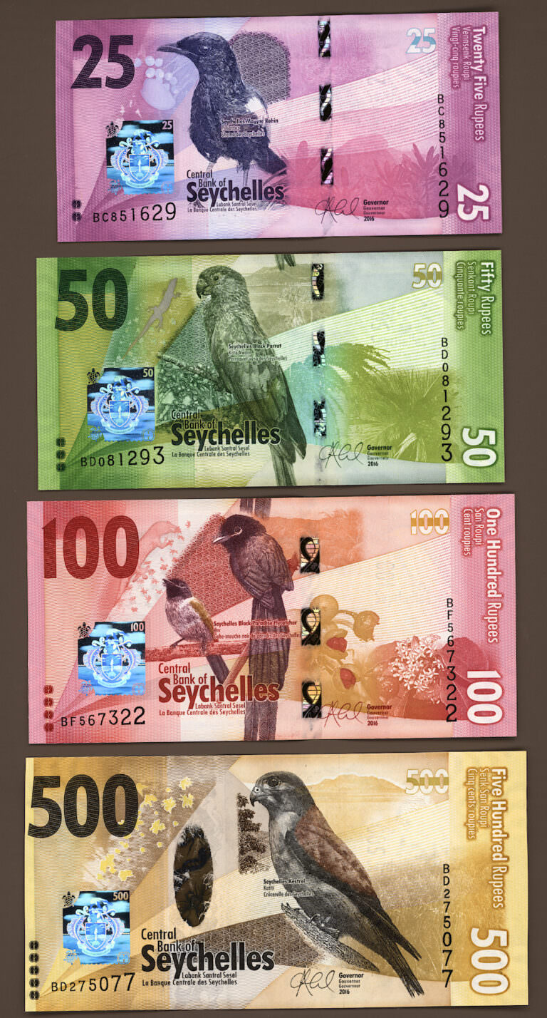 SEYCHELLES 25+50+100+500 Rupees 2016 UNC - Görsel 2