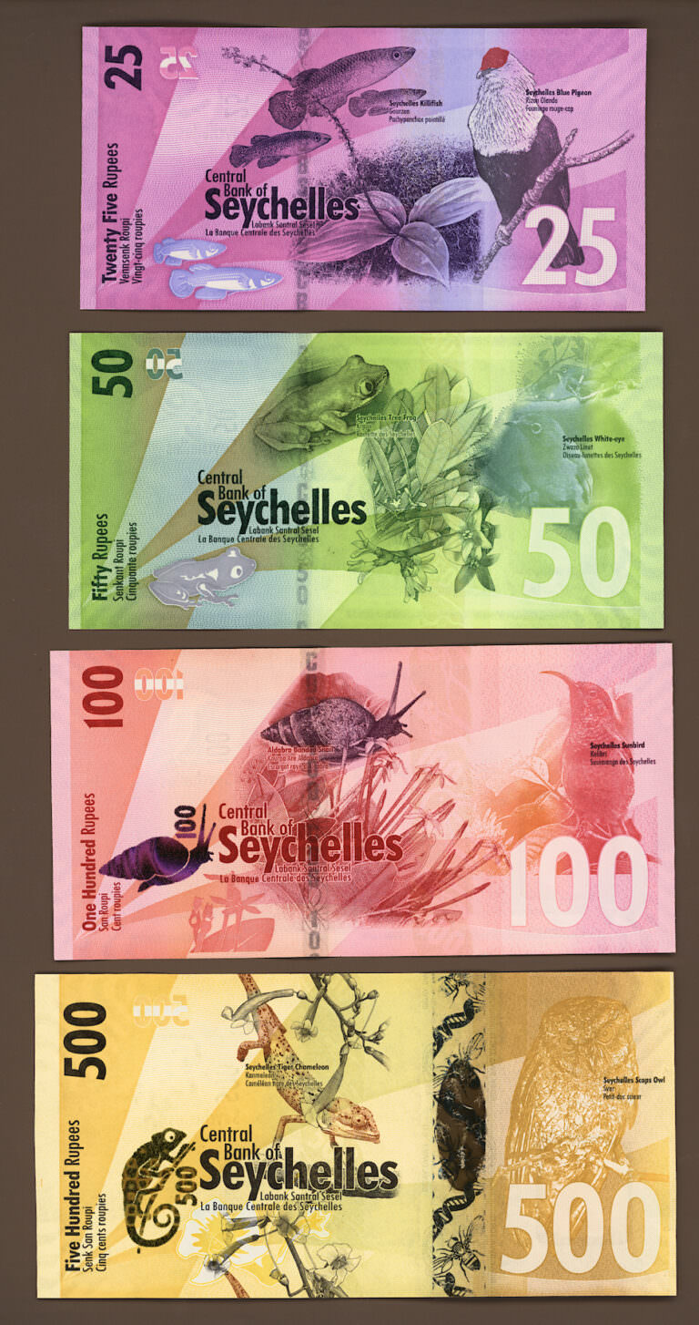 SEYCHELLES 25+50+100+500 Rupees 2016 UNC