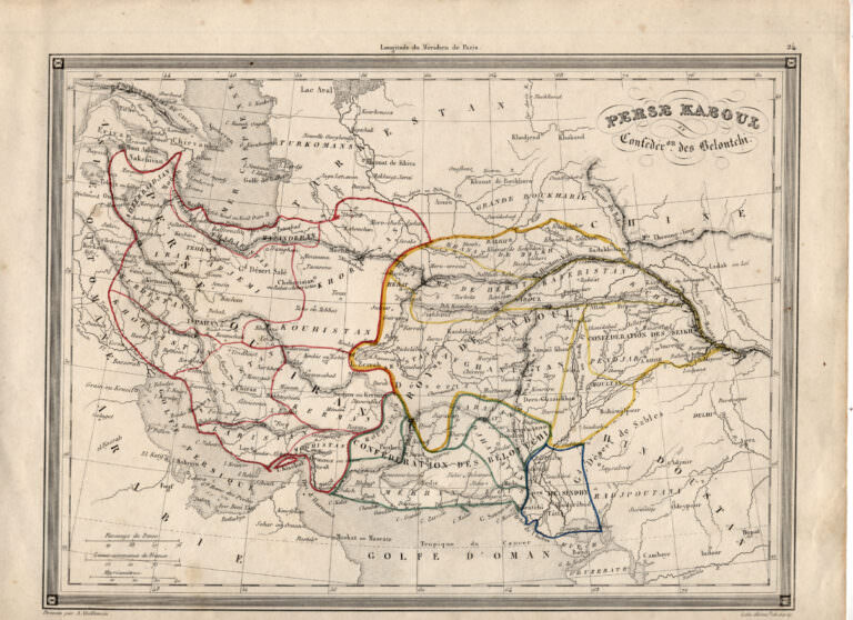 Harita Historical MAP - PERSIA - IRAN (elle renklendrilmiş) 24 x 20 cm.