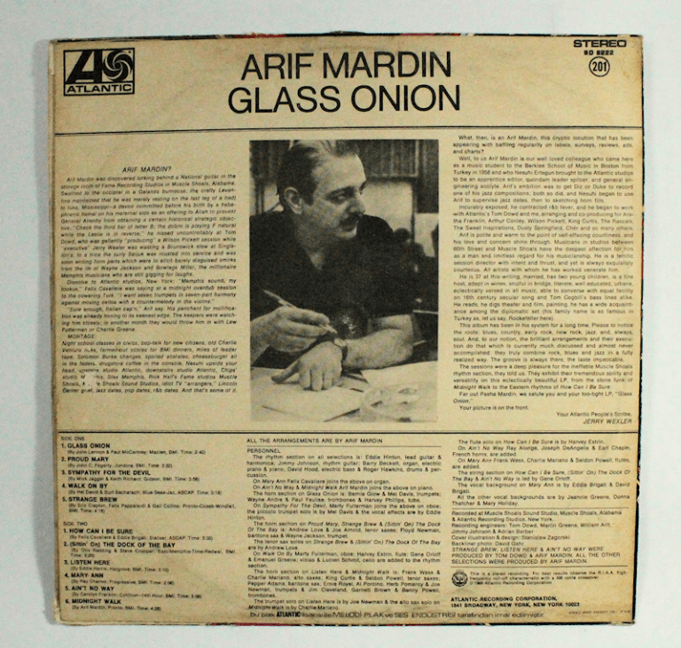 ARIF MARDIN Glass Union Atlantic Records Printed in Turkey Plak 6 / Kapak 7  ***(çok nadir) - Görsel 2