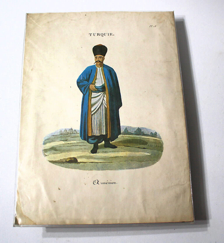 Eski bir elle renlendirilmis Gravür Ermeni kişi tasviri *an Armenian (ca. A4)