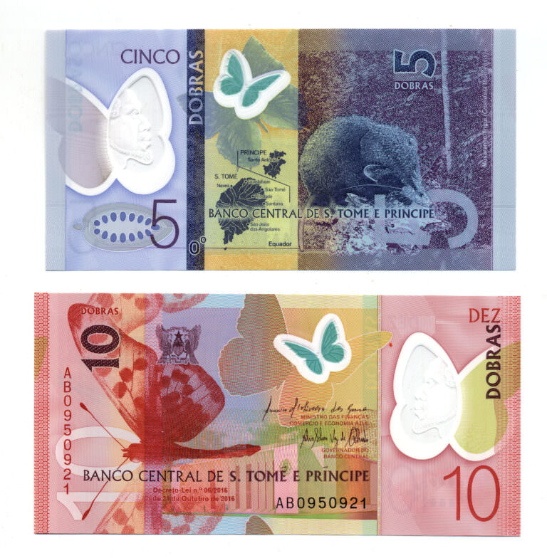 St. Tomé e Principe 5+10+20 Dobras Polymer UNC çil