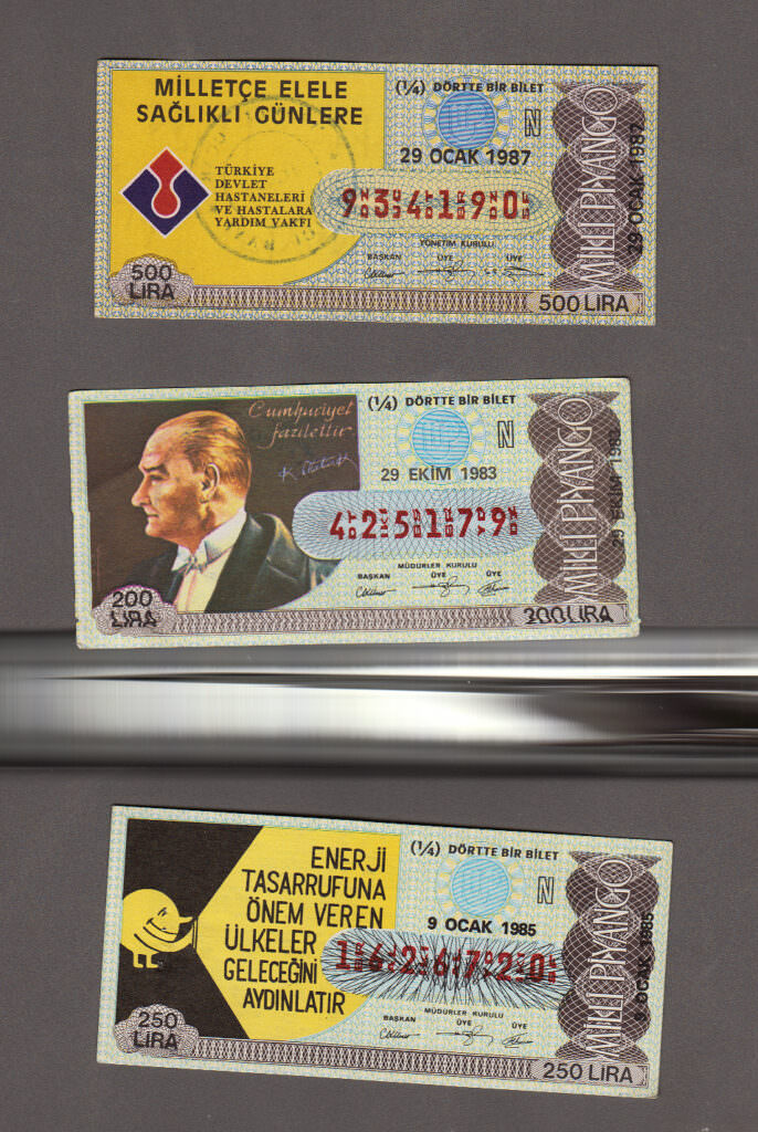 Piyango biletleri 3 adet