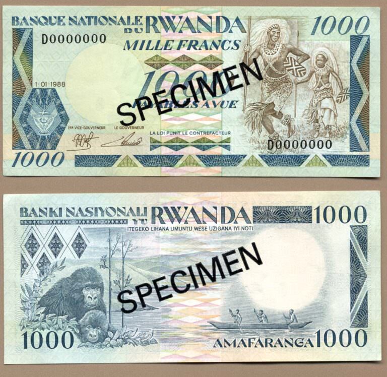 RWANDA 1000 Francs 1988 SPECIMEN – UNC