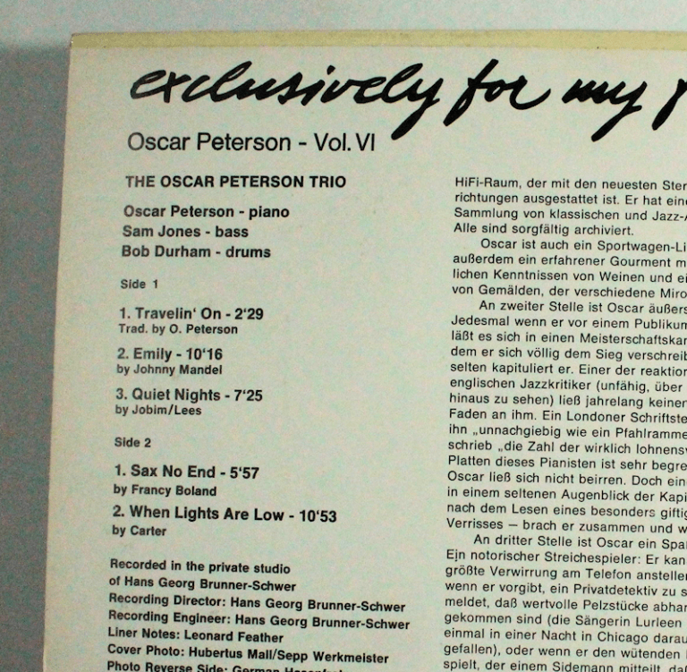 OSCAR PETERSON travelin`on MPS Records Printed in Germany Plak 7 / Kapak 7 *SATILDI - OUT OF STOCK - Görsel 2