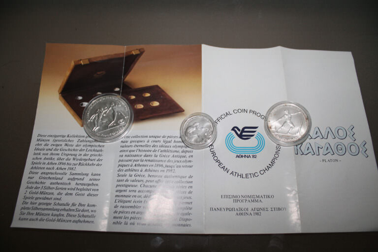 GREECE 1981 Yunanistan Olympic Games 3 Coins Set Silver *Sertifikalı SATILDI - OUT OF STOCK - Görsel 2
